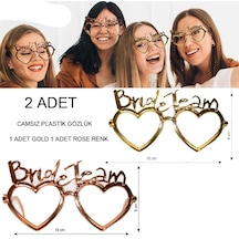 Plastik Camsız Bride Team Bekarlığa Veda Gözlüğü Altın Ve Rosegold Renk 2 Adet