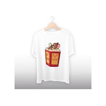 Mısır Kutusunda Jerry Detaylı Unisex Tişört Beyaz