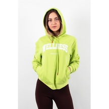 Kadın 2 Iplik Kapüşonlu Sweatshirt Yeşil