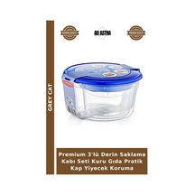Premium 3'lü Derin Saklama Kabı Seti Kuru Gıda Pratik Kap Yiyecek Koruma Çok Renkli