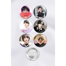 Bts Çanta Süsü Rozet İğneli Buton Rozet Seti 6 Adet V Jungkook Jimin Suga Jin J-hope Çok Renkli