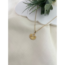 Sedef Taşlı Güneş Kolye Gold