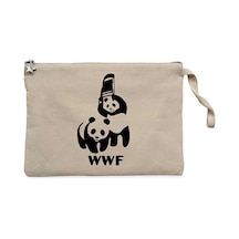 UFC WWF Panda Krem Clutch Astarlı Cüzdan / El Çantası Krem