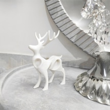 3d Yazıcı Baskı Dekoratif Geyik Figürü 10 Cm Pla Malzeme Beyaz & Bronz Renk 10 X 10