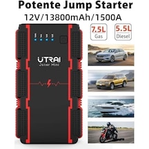 Utraı Jstar Mini 13000mah 1000a Jump Starter Taşınabilir Akü Takviye Cihazı Powerbank + Led Lamba