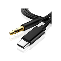 Samsung Xiaomi Uyumlu Aux Kablosu Type-c To Jack Çevirici Dönüştürücü Siyah Bluetooth Gerektirmez