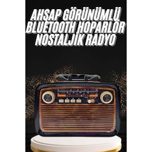 Nostaljik Görünümlü Ahşap Radyo Tf Sd Usb Girişli Led Fener Işıklı Mh-hs6576-9986