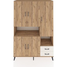 Hyperion Dolap 10 Raflı 2 Çekmeceli 5 Kapaklı 132x44x195 Çam-... Çam