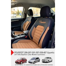 Premium Serisi Lüks Keten Oto Koltuk Kılıfı Peugeot 206-207-208-306-307-407- Uyumlu Taba