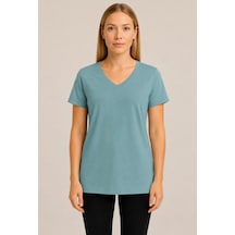 Axxel Kadın Mint Yeşil Kısa Kollu Pamuklu Oversize Rahat Kesim T-shirt-d804-k Mint Yeşili