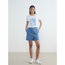 Lc Waıkıkı İndigo Loose Fit Kadın Jean Şort