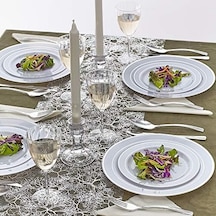 Branches Tasarımı Masa Koşulları Lüks Düğün Ve Yemek İçin 30,48 Cm X 274,32 Cm 3 Parça Parlak Gümüş Acı Kahverengi
