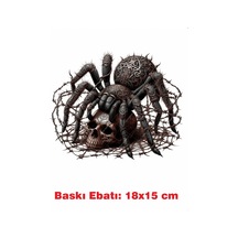 Tarantula Gotik Temalı Ütü İle Yapışan Tekstil Kumaş Tişört Dtf Baskı 3505