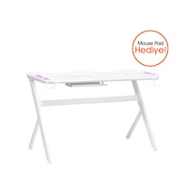 Ryze Extreme Karbon Fiber Rgb Oyuncu Masası - Beyaz 120x60x76 Cm Beyaz