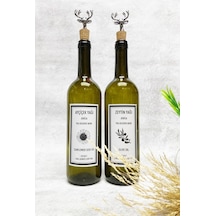 2 Adet Siyah Geyik Mantar Tıpalı Yeşil 750 Ml Şişe Beyaz Etiket Y