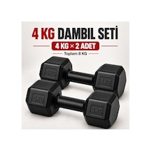 4 Kg X 2 Adet Siyah Altıgen Dambıl Seti Toplam 8 Kg