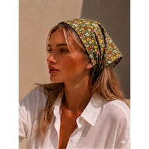 Kadın Bandana %100 Pamuk Yakmaz-terletmez-kaymaz Yazlık Bandana Fular Koyu Yeşil
