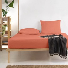 Nuvomonn Çift Kişilik Çarşaf Seti - Kiremit - 240x260 Cm + 2x 50x70 Cm Renkli