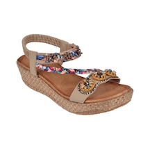 Guja Taşlı Dolgu Taban Kadın Sandalet Gj-153-2 Bej Bej