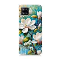 Samsung Galaxy A42 5g Uyumlu Işıltılı Beyaz Çiçekler Desenli Silikon Kılıf Çok Renkli