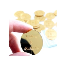50 Adet Kişiye Özel Kare Çikolata Üzerine Gold Pleksi Sticker