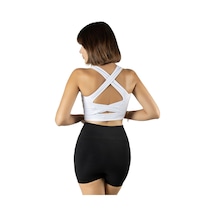 Terapi Men Beyaz Sırt Detaylı Fitted/vücuda Oturan Kare Yaka Spor Bluz Beyaz