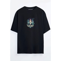 Wednesday Baskılı Unisex Siyah Oversize T-shirt Siyah