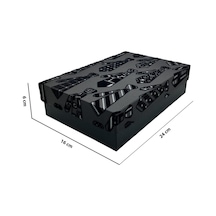 Teyreki Gıpta Montana Floklu Kravat Desenli Dikdörtgen Hediyelik Boş Kutu No:1 24x16x6cm