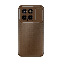 Xiaomi Mi 14t Uyumlu Kılıf Auto Focus Karbon Kapak - Kahverengi