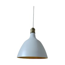 Rys Retro Metal Dekoratif Beyaz İçi Gold Eskitme Duylu Tekli Sarkıt Avize Çap:28 Cm