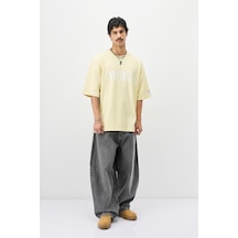 Vamos Baskılı Oversize Tişört V70-140 Sarı