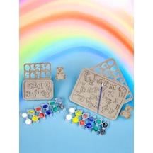 Ahşap Puzzle Alfabe Ve Rakamlar Boyama Seti, Çocuklar Boyayarak Ö