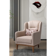 Esra Ahşap Ayaklı Pudra Pembesi Berjer Pudra Pembe