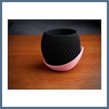 Buradabulabilirsin 3d Baskı Küre Saksı - Kafes Dokulu İki Parçalı Dekoratif Saksı - Siyah-pembe Bbz