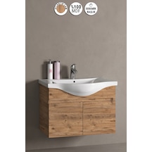 Yıldız 80 Cm Atlantik Çam Mdf Seramik Lavabolu Asma Banyo Alt Dolabı
