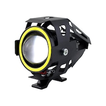 Astraled U7 Motosiklet Sis Farı, Mercekli, Büyük Kafesli, Sarı Angel Işıklı Led