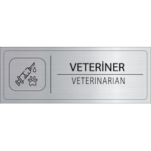 Mayeka Veteriner İsimlik Gümüş Metal Kapı İsimliği Levhası Yönlendirme Tabelası