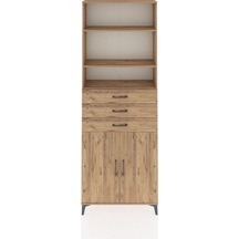 Arges Dolap 4 Raflı 3 Çekmeceli 2 Kapaklı 88x30x243 Çam-çam Çam