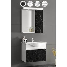 Yıldız Asma 55 Cm Beyaz-royal Mermer Mdf Asma Banyo Dolabı Takımı Beyaz