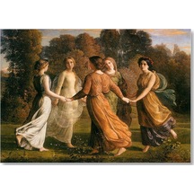 Cakasepetim Louis Janmot Bahçede Çember Halindeki Genç Kızlar Ahşap Mdf Tablo