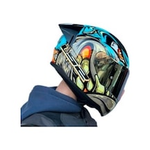 Gold Vizör + Spoiler + Ls2 Rapid 2 Kask Mor Neo Mavi