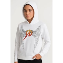 Metallica İki İplik Kapüşonlu Ön Ve Arka Baskılı Hoodie - Beyaz Beyaz