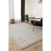Mariesse Home Naturel Bukleli Yumuşak Dokulu Iskandinav Dokuma Halı 612 Gri
