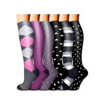 Springsun Spor Çorabı 6'lı Paket - Koşu, Fitness Ve Şekillendirme İçin Yüksek Basınçlı Uzun Konçlu Siyah - Beyaz