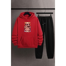 Uyguntarz Unisex Cosplay Haikyuu Baskılı Eşofman Takımı Kırmızı