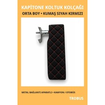 Kapitone Kumaş Siyah Kırmızı Kaplı Kamyon Otobüs Koltuk Kolçağı Metal Aparatlı Orta Boy Tip
