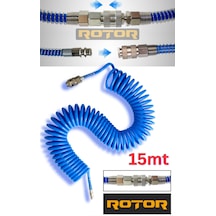 Pu0508 5x8x15 Kompresör Spiral Hava Hortumu 15mt Sarı
