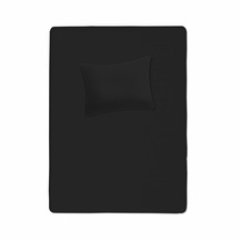 %100 Pamuklu Bebek Lastikli Çarşaf 70x130+20 Bebek Yastık Kılıfı 35x45 Siyah