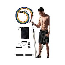 Çantalı 12 Parça 5 Farklı Direnç Pilates Güç Lastiği Seti Çok Renkli