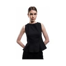 Koton Dikiş Detaylı Kolsuz Bisiklet Yaka Peplum Bluz Siyah 5sak60391pw Siyah